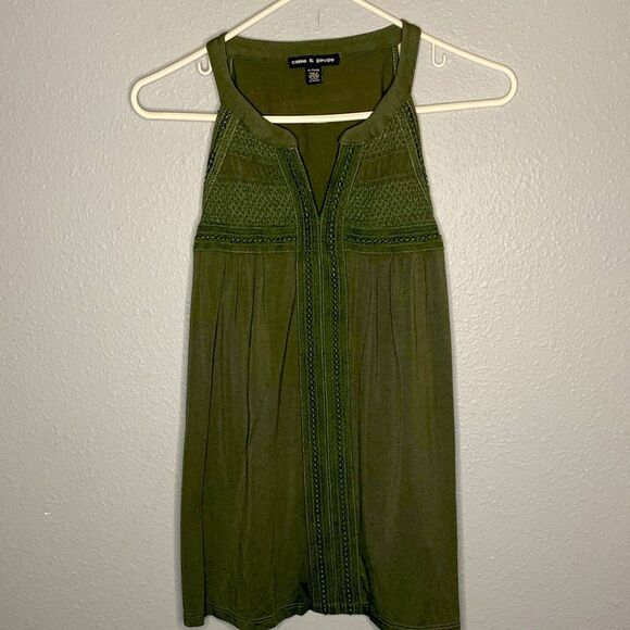 Cable & Gauge Green Racerback Crochet Tank Top Size XL - Picture 1 of 7